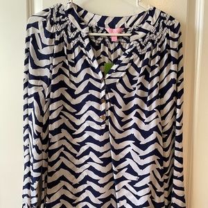 Lilly Pulitzer ELSA top BRIGHT NAVY I GOT LUCKY